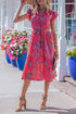 Southern Belle Flutter Sleeve Belted A Line Floral Dress