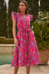 Southern Belle Flutter Sleeve Belted A Line Floral Dress