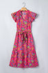 Southern Belle Flutter Sleeve Belted A Line Floral Dress