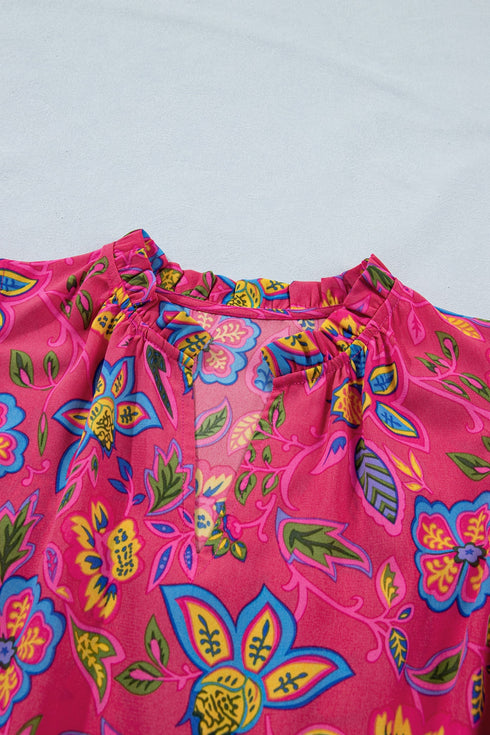 Southern Belle Flutter Sleeve Belted A Line Floral Dress