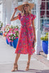 Southern Belle Flutter Sleeve Belted A Line Floral Dress