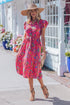 Southern Belle Flutter Sleeve Belted A Line Floral Dress