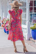 Southern Belle Flutter Sleeve Belted A Line Floral Dress
