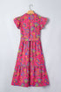 Southern Belle Flutter Sleeve Belted A Line Floral Dress