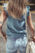 Southern Belle Frilly Ruffle Trim Denim Tank Top