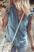 Southern Belle Frilly Ruffle Trim Denim Tank Top
