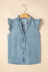 Southern Belle Frilly Ruffle Trim Denim Tank Top