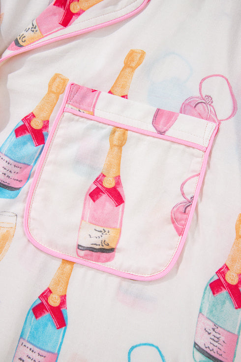 Southern Belle Glass Print Bow Knot Loungewear Set