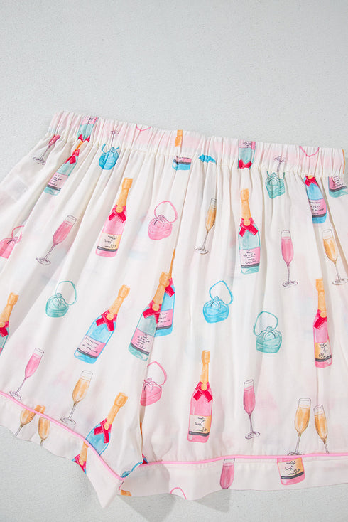Southern Belle Glass Print Bow Knot Loungewear Set