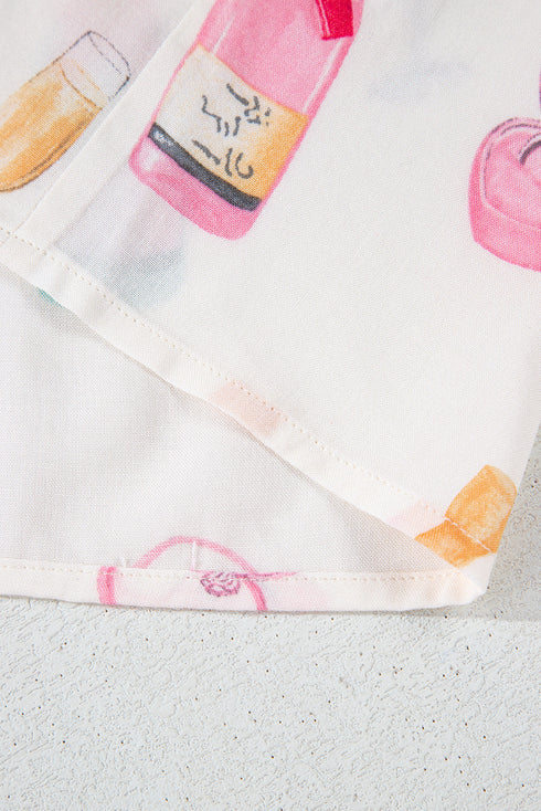 Southern Belle Glass Print Bow Knot Loungewear Set