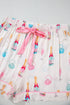 Southern Belle Glass Print Bow Knot Loungewear Set