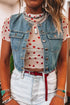Southern Belle Heart Print Sheer Mesh Short Sleeve Top
