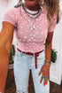 Southern Belle Heart Print Sheer Mesh Short Sleeve Top