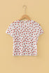 Southern Belle Heart Print Sheer Mesh Short Sleeve Top