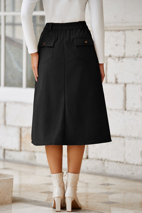 Southern Belle High Waist Front Slit Midi Skirt