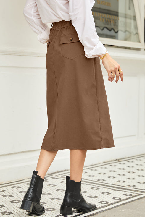 Southern Belle High Waist Front Slit Midi Skirt