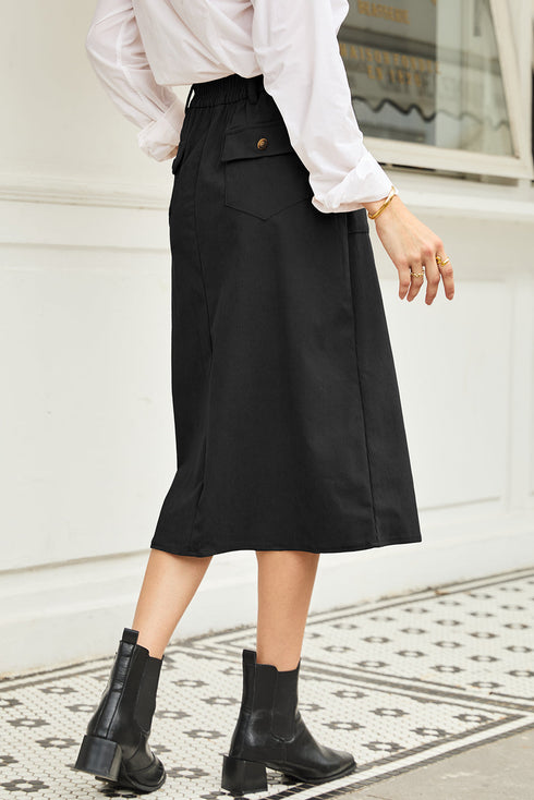Southern Belle High Waist Front Slit Midi Skirt