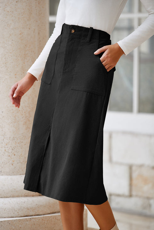 Southern Belle High Waist Front Slit Midi Skirt