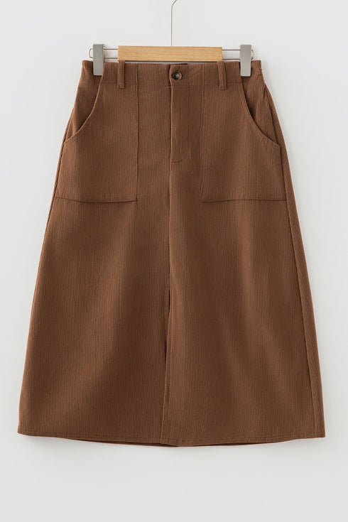 Southern Belle High Waist Front Slit Midi Skirt