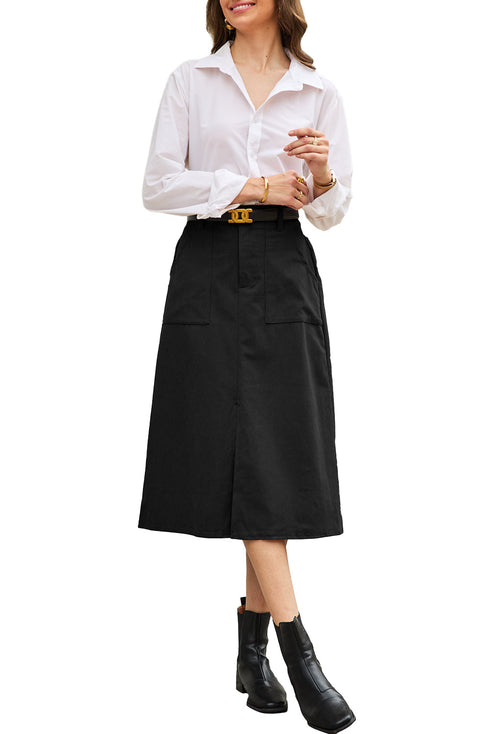 Southern Belle High Waist Front Slit Midi Skirt