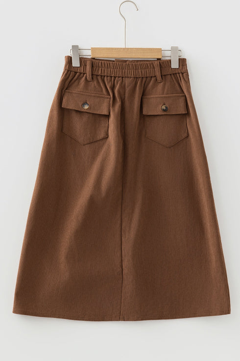 Southern Belle High Waist Front Slit Midi Skirt