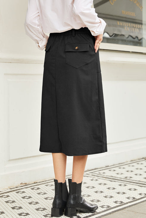 Southern Belle High Waist Front Slit Midi Skirt