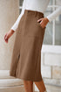 Southern Belle High Waist Front Slit Midi Skirt