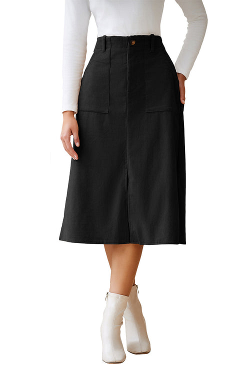 Southern Belle High Waist Front Slit Midi Skirt