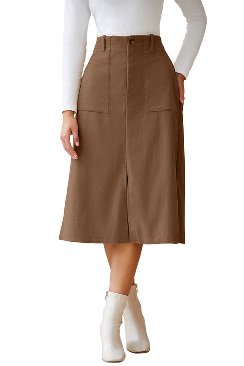 Southern Belle High Waist Front Slit Midi Skirt