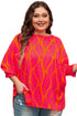 Southern Belle Leafy Print Smocked Lantern Sleeve Blouse