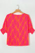 Southern Belle Leafy Print Smocked Lantern Sleeve Blouse