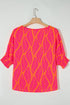 Southern Belle Leafy Print Smocked Lantern Sleeve Blouse