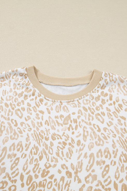 Southern Belle Leopard Print Ruffled Sleeve Pullover Sweatshirt