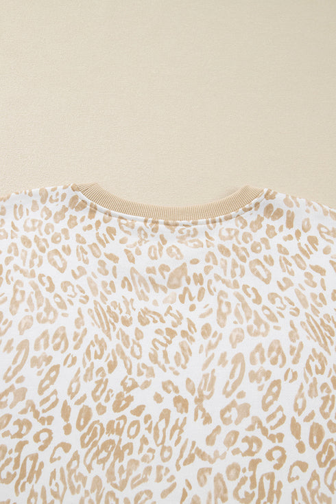Southern Belle Leopard Print Ruffled Sleeve Pullover Sweatshirt