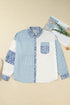 Southern Belle Leopard Striped Patchwork Cotton Blouse