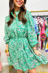 Southern Belle Paisley Print Button Front Tied Waist Mini Dress