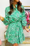 Southern Belle Paisley Print Button Front Tied Waist Mini Dress