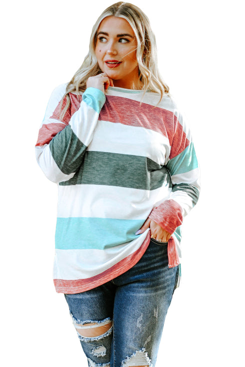 Southern Belle Paneled Print Pullover Long Sleeve Top