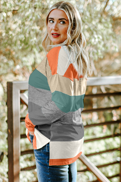 Southern Belle Paneled Print Pullover Long Sleeve Top