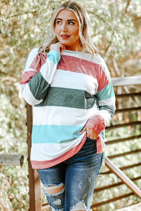 Southern Belle Paneled Print Pullover Long Sleeve Top