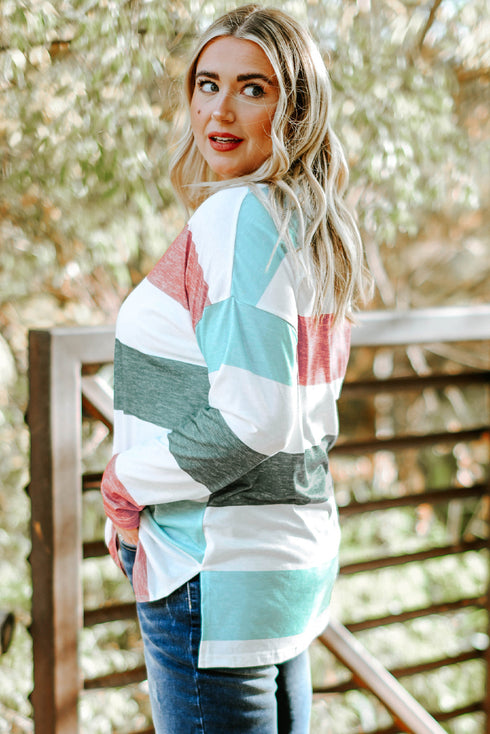 Southern Belle Paneled Print Pullover Long Sleeve Top