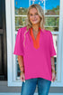 Southern Belle Paneled V Neck Wide Short Sleeve Blouse