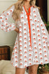 Southern Belle Patchwork Button Front Long Sleeve Mini Dress