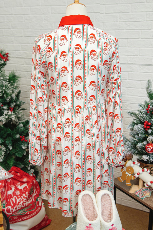 Southern Belle Patchwork Button Front Long Sleeve Mini Dress