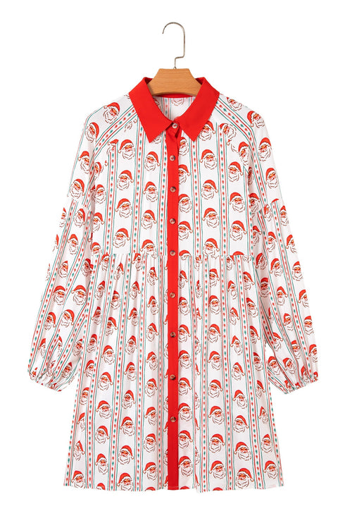 Southern Belle Patchwork Button Front Long Sleeve Mini Dress