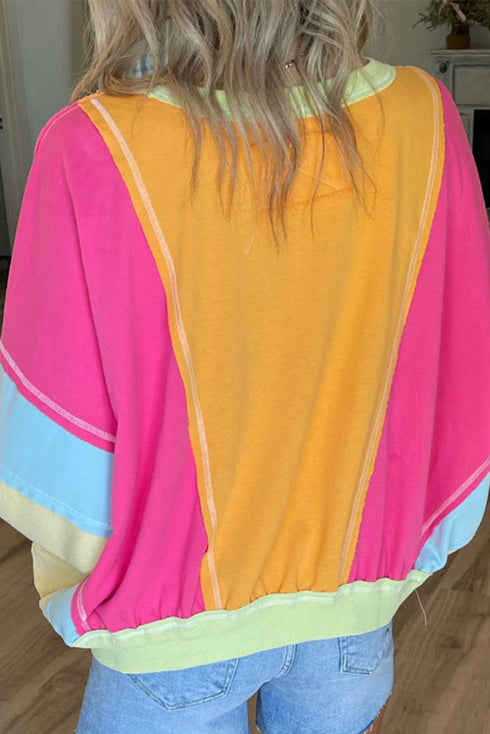 Southern Belle Patchwork Exposed Seam Pullover Sweatshirt