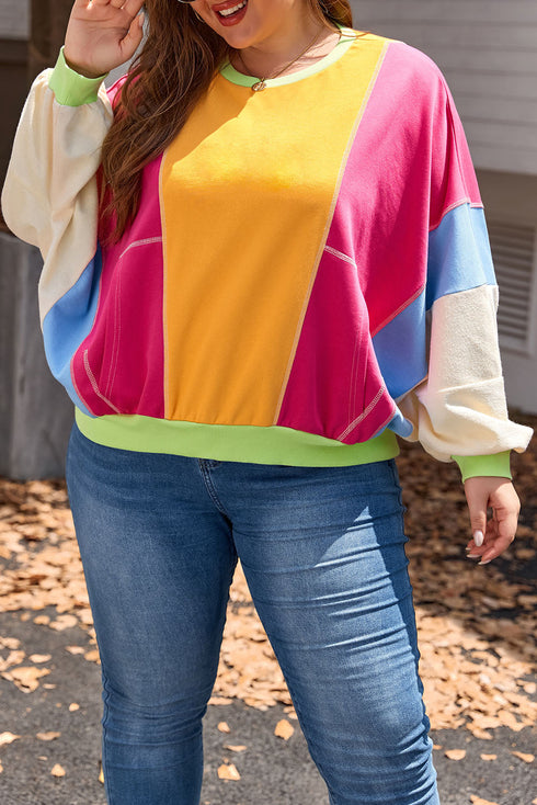 Southern Belle Patchwork Exposed Seam Pullover Sweatshirt