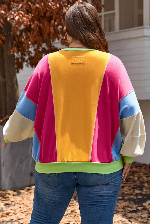 Southern Belle Patchwork Exposed Seam Pullover Sweatshirt
