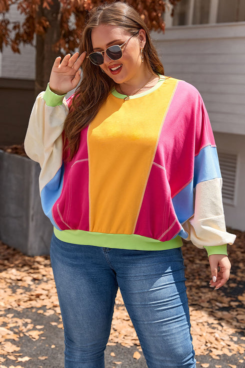 Southern Belle Patchwork Exposed Seam Pullover Sweatshirt