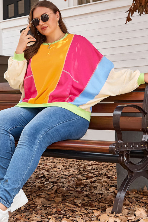 Southern Belle Patchwork Exposed Seam Pullover Sweatshirt